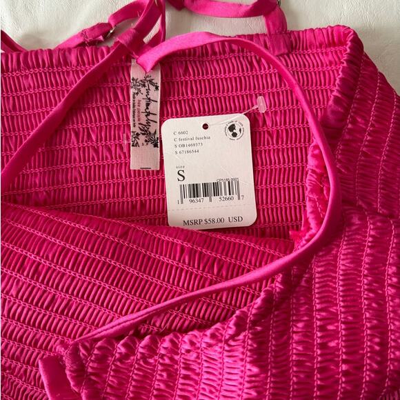 Free People Right on Time Smocked Cami in Fuchsia Size S - Picture 5 of 9